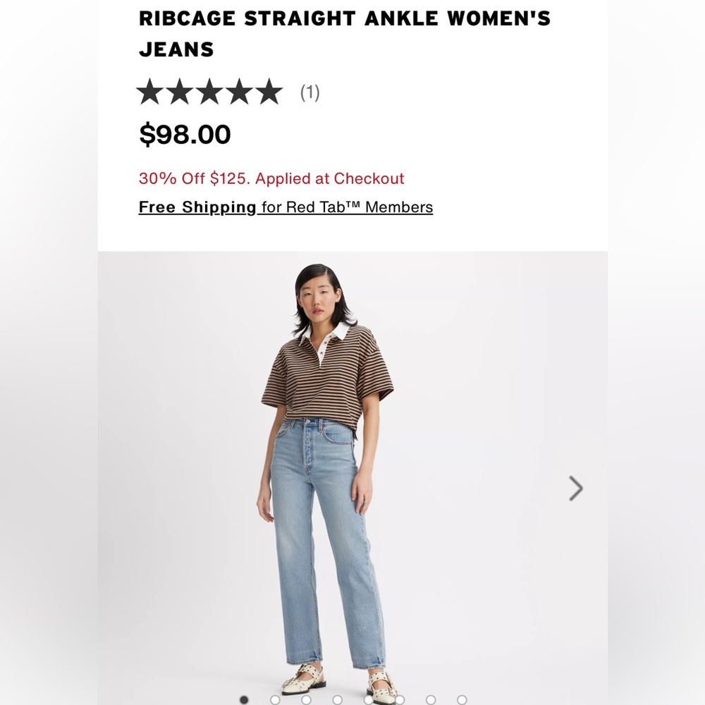 Levi’s Ribcage Straight Ankle Let’s Share Medium Wash Jean Size 28
